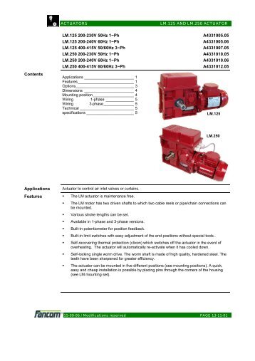 LM.125 200-230V 50Hz 1~Ph LM.125 200-240V ... - Farmi Tilatech Oy