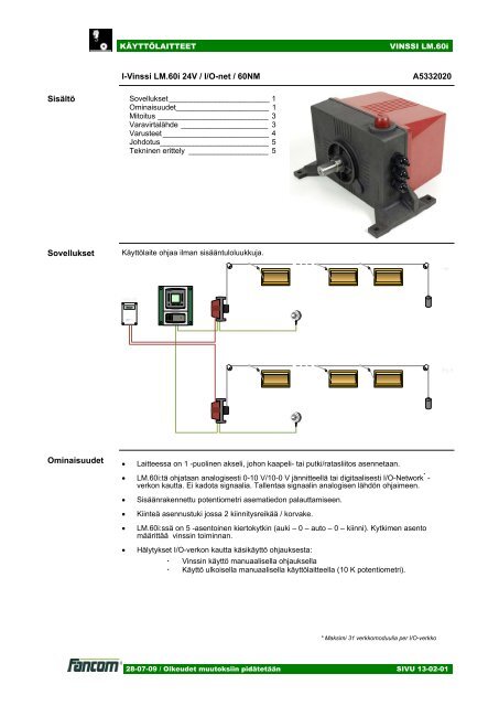 Fancom LM60i -vinssi tuotetiedot (suomi) - Farmi Tilatech Oy