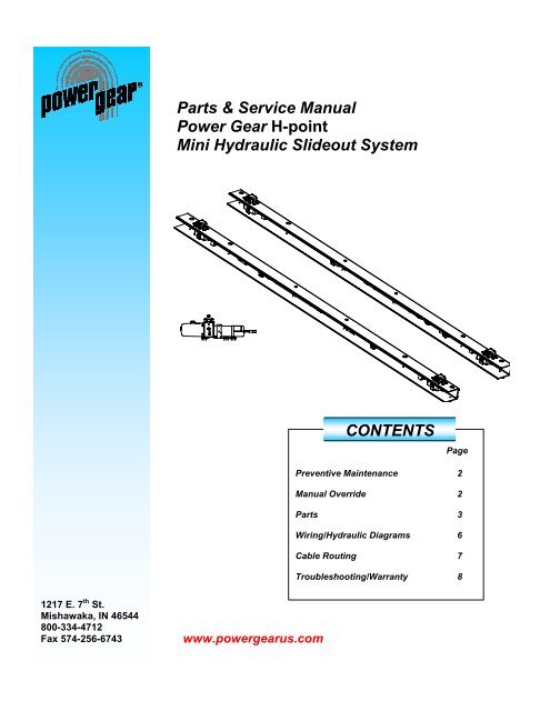 Parts Service Manual Power Gear H Point Mini Hydraulic Slideout