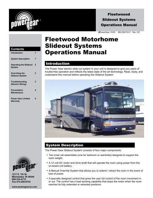 Fleetwood Motorhome Slideout Systems