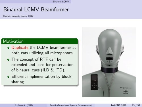 Multi-Microphone Speech Enhancement - =1=Using LCMV ...
