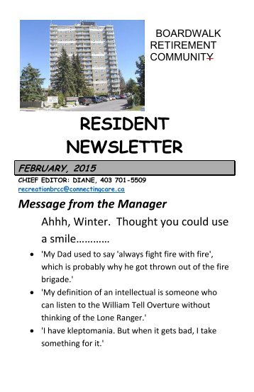 RESIDENT NEWSLETTER