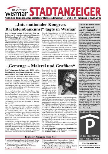 STADTANZEIGER - Hansestadt Wismar