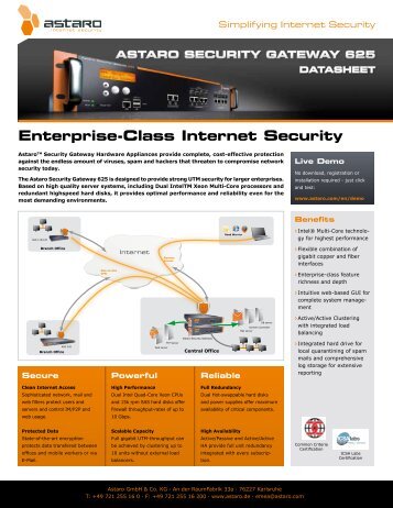 Astaro Security Gateway 625 Datasheet - FirewallShop.com