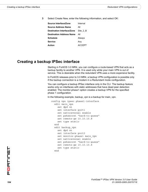 FortiGate IPSec VPN User Guide - FirewallShop.com