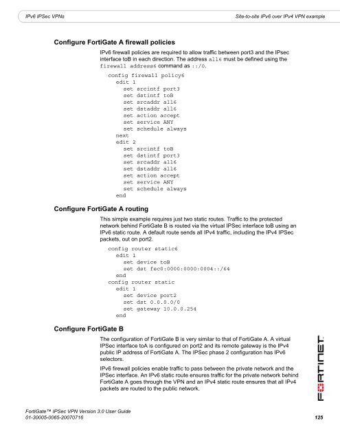 FortiGate IPSec VPN User Guide - FirewallShop.com