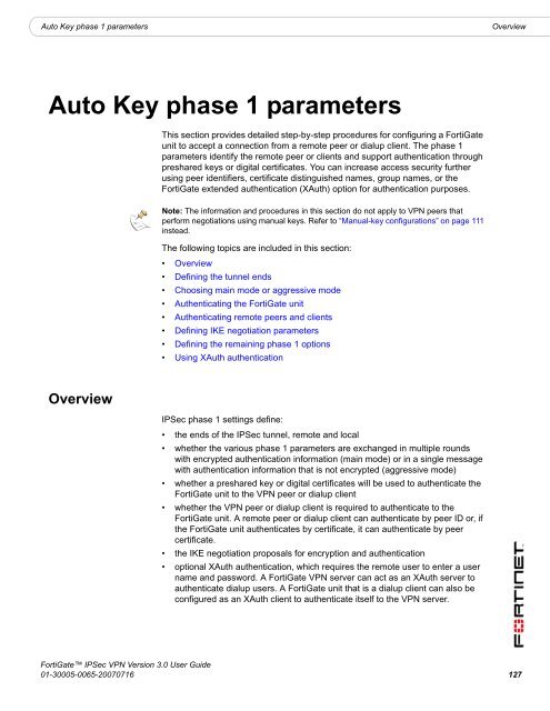 FortiGate IPSec VPN User Guide - FirewallShop.com