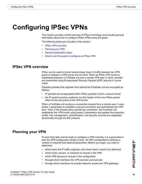 FortiGate IPSec VPN User Guide - FirewallShop.com