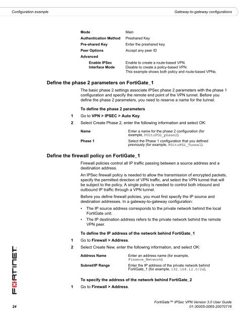 FortiGate IPSec VPN User Guide - FirewallShop.com