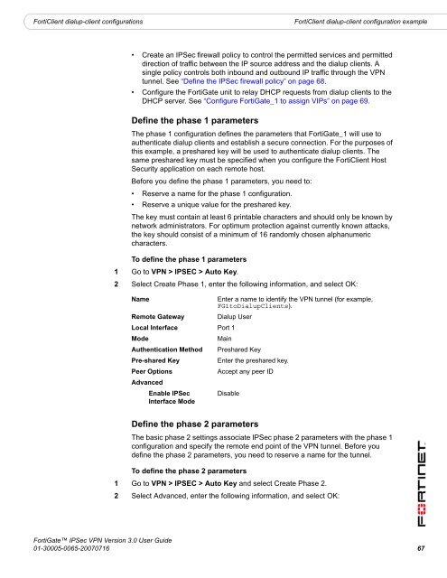 FortiGate IPSec VPN User Guide - FirewallShop.com