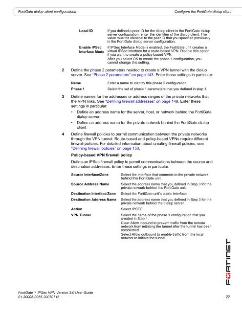 FortiGate IPSec VPN User Guide - FirewallShop.com