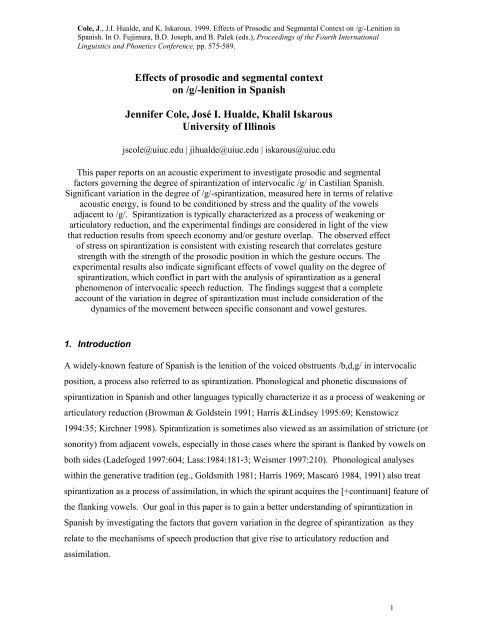 Effects of prosodic and segmental context on /g ... - Speech Prosody