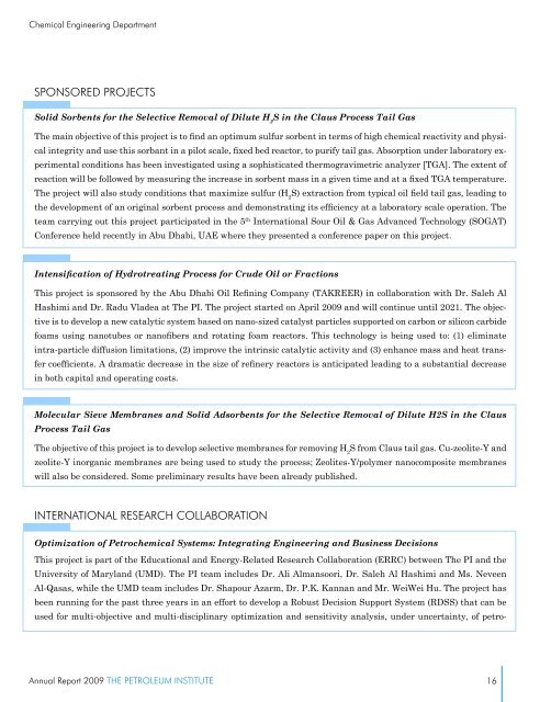 The PI Annual Report 2009 - The Petroleum Institute