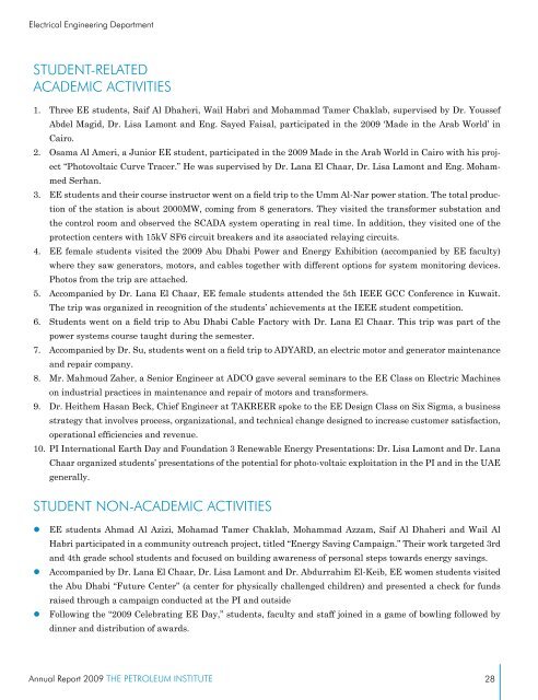 The PI Annual Report 2009 - The Petroleum Institute