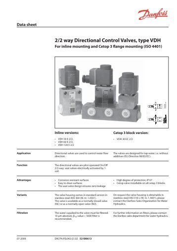 2/2 way Directional Control Valves, type VDH - M & M Controls