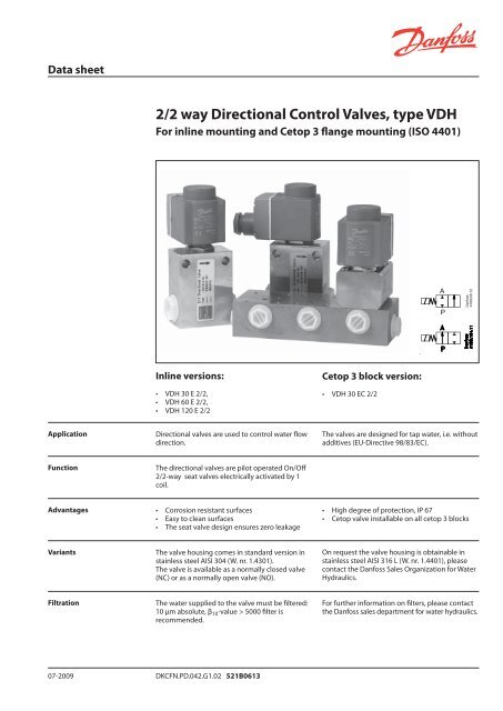2 2 Way Directional Control Valves Type Vdh M Amp M Controls