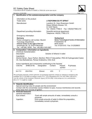 EC Safety Data Sheet - Lysoform.ch