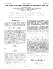 General projection operator formalism for the dynamics ... - ETH Zürich