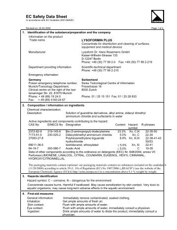 EC Safety Data Sheet - Lysoform.ch