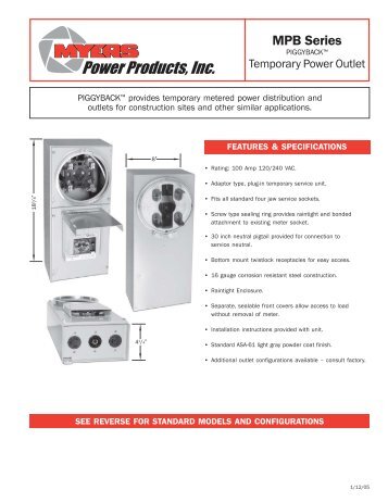 mpb series - Myers Power Products, Inc.