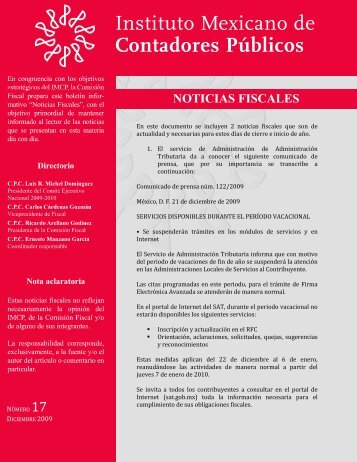 Noticias Fiscales 17 - Instituto Mexicano de Contadores Públicos