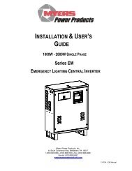 INSTALLATION & USER'S GUIDE - Myers Power Products, Inc.