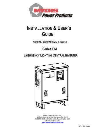 INSTALLATION & USER'S GUIDE - Myers Power Products, Inc.