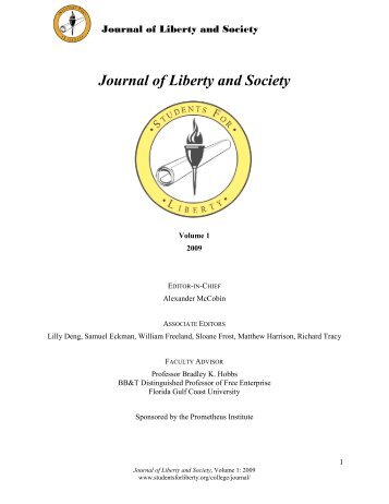 Journal of Liberty and Society - Students For Liberty