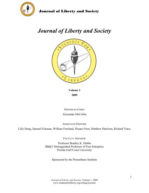 Journal of Liberty and Society - Students For Liberty