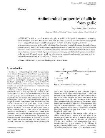 Antimicrobial properties of allicin from garlic