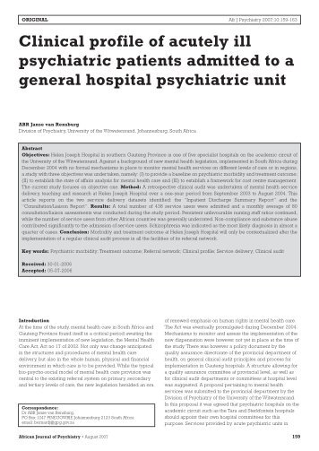 Clinical profile of acutely ill psychiatric patients admitted to a general ...