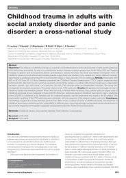 Childhood trauma in adults with social anxiety disorder and panic ...