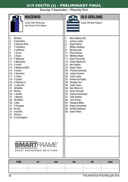 VAFA ROUND 21_Col.indd - Victorian Amateur Football Association