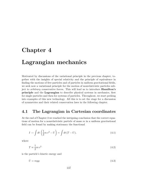 Chapter 4 Lagrangian mechanics - HMC Physics