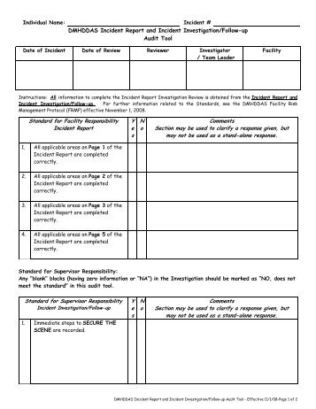 Incident Investigation Follow-Up Review Form