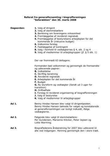 Referat fra generalforsamlingen i 2008 - Glostrup Bio