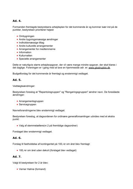 Referat fra generalforsamlingen i 2002 - Glostrup Bio