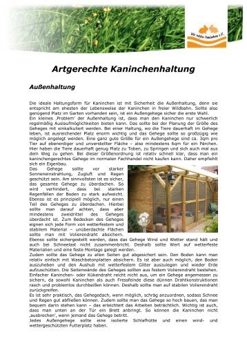 Merkblatt Kaninchenhaltung - Wir helfen Kaninchen