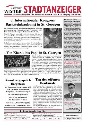 Stadtanzeiger 16/2007 [PDF, 2 MB] - Hansestadt Wismar