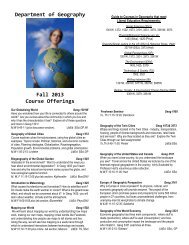 Department of Geography Fall 2013 Course Offerings