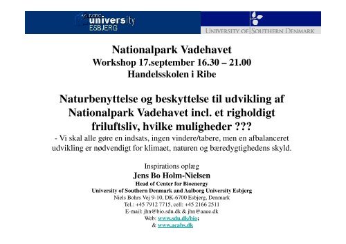 Nationalpark Vadehavet Naturbenyttelse og beskyttelse til udvikling ...