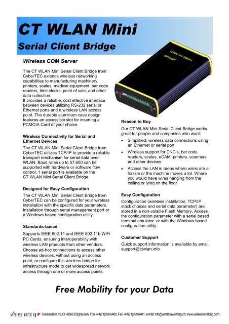 CT WLAN Mini Serial Client Bridge - wireless world AG