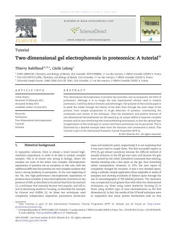 Two-dimensional gel electrophoresis in proteomics: A tutorial