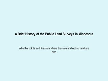 "A Brief History of the Public Land Surveys in Minnesota"