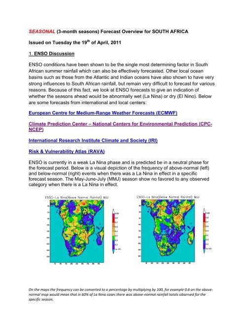 SEASONAL (3-month seasons) - Forestry South Africa