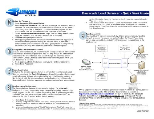 Barracuda Load Balancer - Quick Start Guide - Barracuda Networks