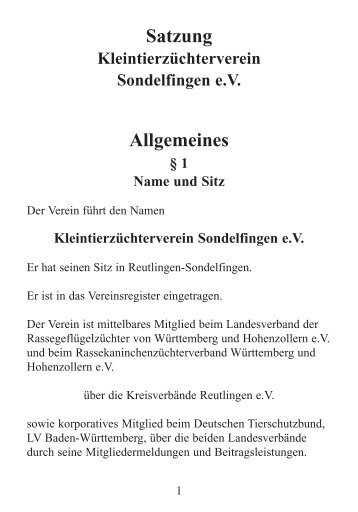 Satzung Kleintierz-.qxd - KLZV Sondelfingen