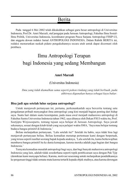 Antropologi Terapan - Antropologi FISIP UI - Universitas Indonesia