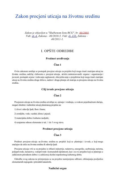 Zakon procjeni uticaja na Å¾ivotnu sredinu