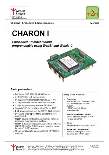 Charon I - Embedded Ethernet module Manual - Wireless Products